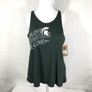Michigan State Spartans Tank Top Women's XL Green White We Love Sleeveless